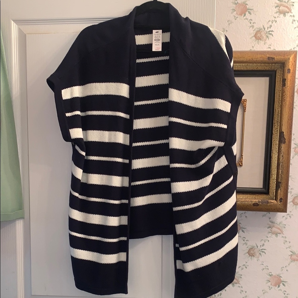 Talbots Navy and White Striped Poncho New with Tag.